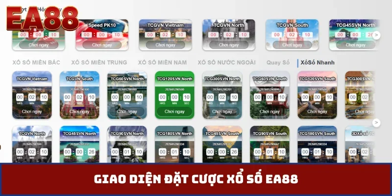 Giao diện đặt cược xổ số EA88