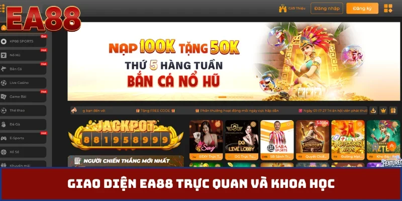 Giao diện EA88 trực quan và khoa học
