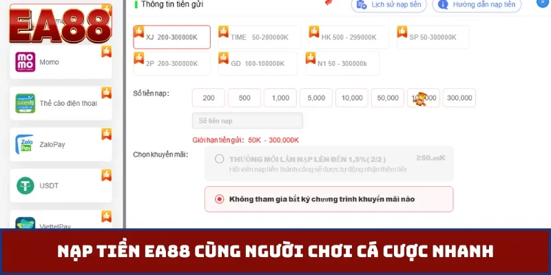 Nạp tiền EA88 cùng người chơi cá cược nhanh